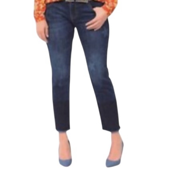 CAbi Jeans Denim Cuffed Slim Boyfriend #3937 Low Rise Two Tone Star Print Size 2 - Picture 9 of 9